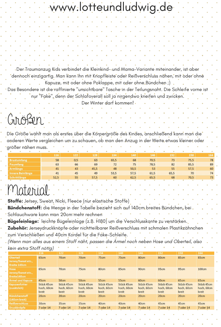 Papierschnittmuster, Lotte und Ludwig Kinder Traumanzug